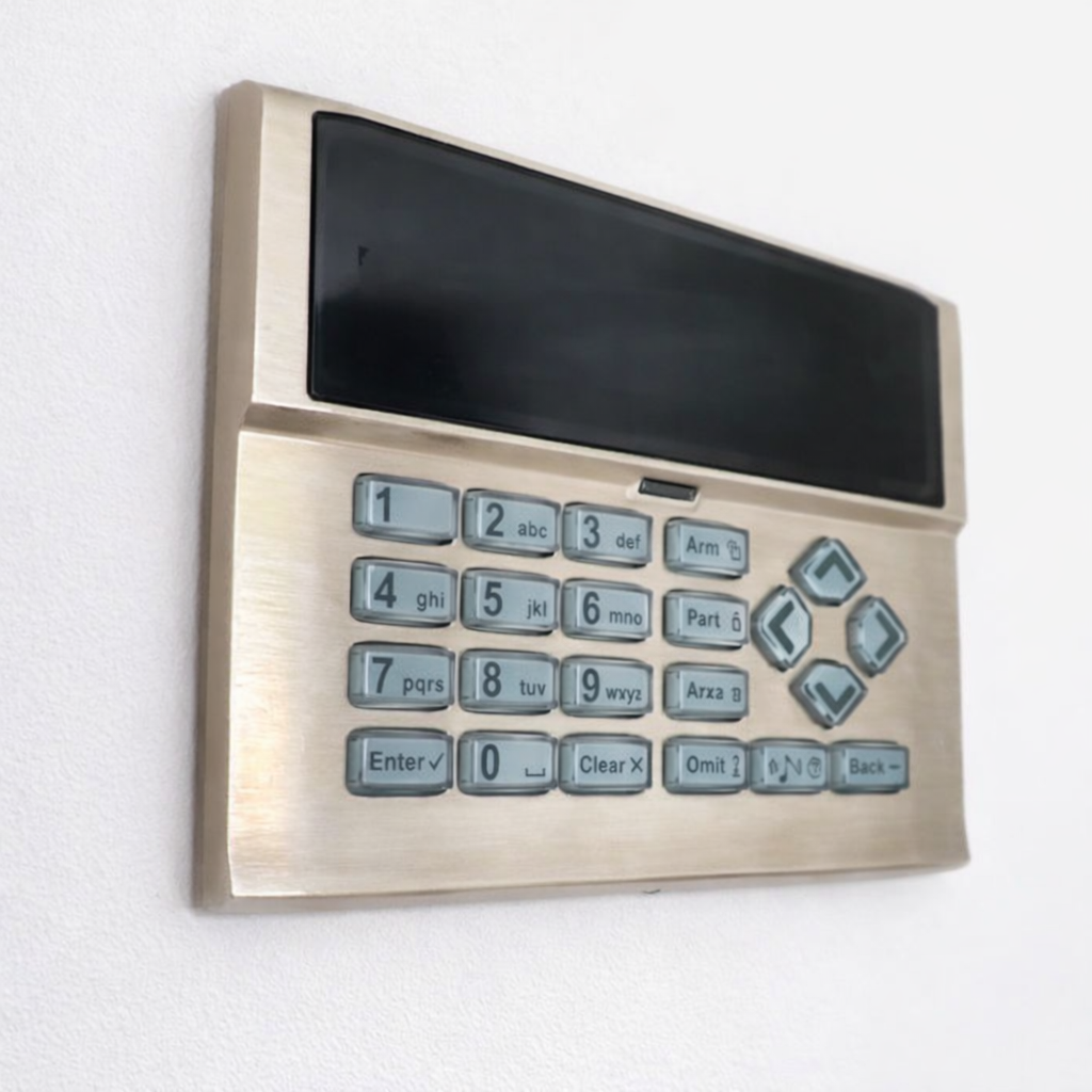 Commercial alarm keypad at entrance