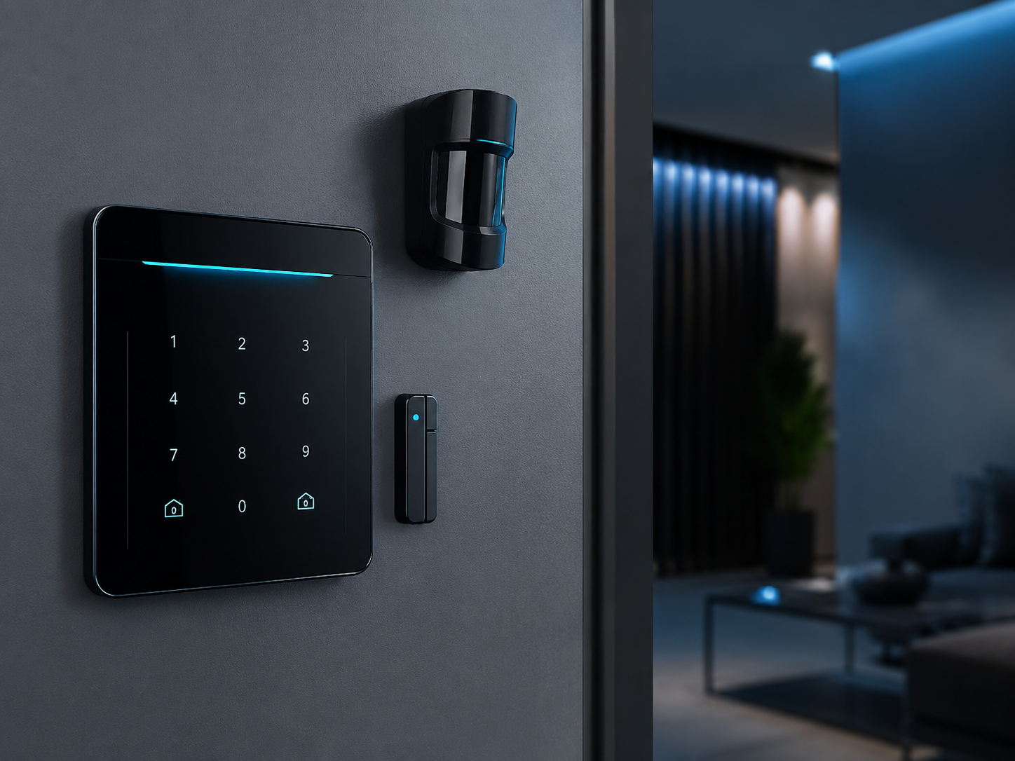 Intruder alarm keypad and PIR sensor